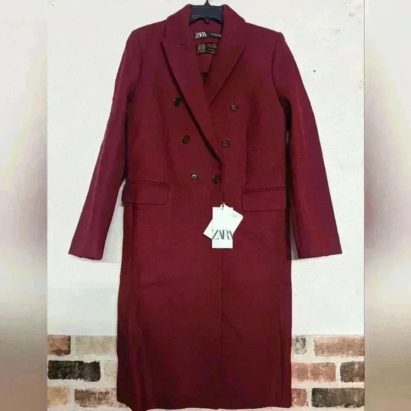 ✨SALE Zara Double Breasted Wool Blend Coat Manteco Size M - Picture 9 of 11